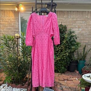Chelsea28 Pink Eyelet Dress with Cut-out waist 100% Cotton NWT